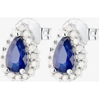 9ct White Gold Diamond Sapphire Pear Shape Earrings VE0S604 9KW/SAPPH