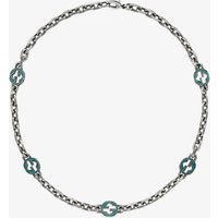 Gucci Sterling Silver Interlocking Turquoise Enamel Necklace YBB65812600100U