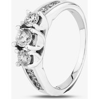 18ct White Gold 1.00ct Diamond Shouldered Trilogy Ring THR4901 J