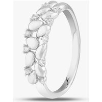 9ct White Gold 0.05ct Brilliant Cut Diamond Two Row Ring 537680 375/WG O