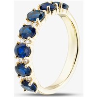 9ct Yellow Gold Oval Cut Sapphire and Brilliant Cut Diamond Half Eternity Ring 50M50-10 SAPH M