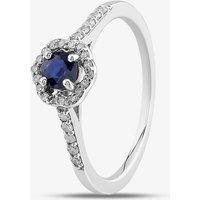 9ct White Gold Sapphire and Diamond Halo Ring OJR1701-BS O