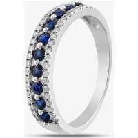 9ct White Gold Sapphire and Diamond Three Row Half Eternity Ring PR10669 SA M