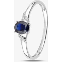 9Ct White Gold Oval Blue Sapphire Ring DR1612WSA M