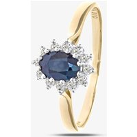 9Ct Yellow Gold Blue Sapphire 0.1Ct Diamond Cluster Ring PR05244Y SA M