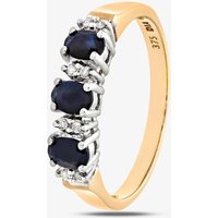 9ct Yellow Gold Three Oval Sapphire Stone 0.04 Diamond Half Ring PR06491Y SA O