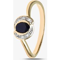 9ct Yellow Gold Oval Blue Sapphire 0.03ct Diamond Twist Ring PR08989Y SA L