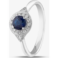 18ct White Gold Brilliant Cut Sapphire and Diamond Shoulder Set Halo Ring R62366W-SAP M