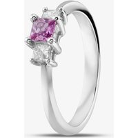 18ct White Gold Princess Cut Pink Sapphire and Diamond Three Stone Ring 18DR182PSW L