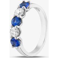Platinum Brilliant Cut Sapphire and Diamond Five Stone Ring 22707 N