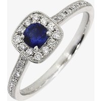 18ct White Gold Brilliant Cut Diamond and Sapphire Shoulder Set Halo Ring 24995 N