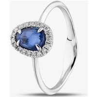 18ct White Gold 0.78ct Sapphire and 0.11ct Diamond Cluster Ring NTX1640 18KW