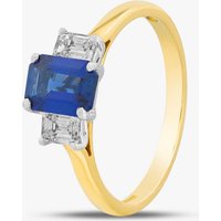 18ct Yellow Gold Emerald Cut Sapphire and Diamond Shoulder Set Solitaire Ring 20191G14 M