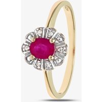9ct Yellow Gold Ruby Flower Ring PR02321Y RU N