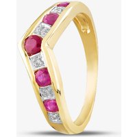9ct Yellow Gold Ruby and Diamond Wishbone Ring PR03026Y RU-N