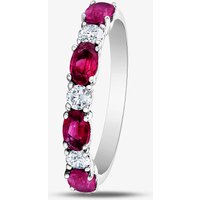 9ct White Gold Ruby and 0.2ct Diamond Half Eternity Ring 50L77WG RUBY M