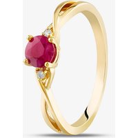 9ct Yellow Gold Ruby and Diamond Crossover Ring OJR1702-R P