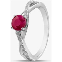 9ct Yellow Gold Ruby and Diamond Crossover Ring OJR1703-R K