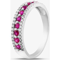 9ct White Gold Ruby and Diamond Three Row Half Eternity Ring PR10669 RU O
