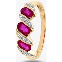 9ct Yellow Gold Ruby Swirl Half Ring PR06270Y RU K