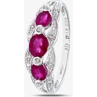 9ct White Gold Ruby Diamond Fancy Ring PR07340W RU M