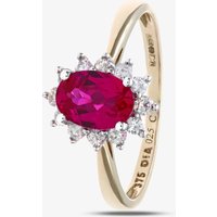 9ct Yellow Gold Ruby 0.25ct Diamond Cluster Ring PR10470Y RU M