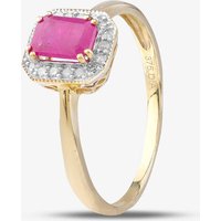 9ct Yellow Gold Ruby and 0.08ct Diamond Halo Ring DR1619YRU N