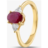 18ct Yellow Gold Oval Cut Ruby and Trillion Cut Diamond Shoulder Set Solitaire Ring R12893Y-RUBY N