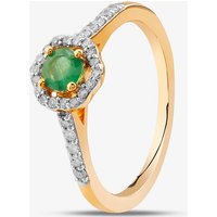 9ct Yellow Gold Emerald and Diamond Halo Ring OJR1701-E K