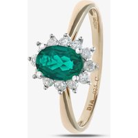 9Ct Yellow Gold Emerald and Diamond Cluster Ring PR10470Y EM P