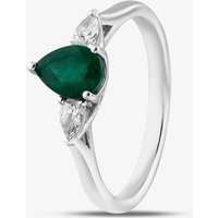 18ct White Gold 0.69ct Pear Cut Emerald and 0.17ct Diamond Three Stone Ring R63945W-EM M