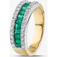 18ct Two Colour Gold Baguette Cut Emerald and Brilliant Cut Diamond Half Eternity Ring R19039Y-EM N