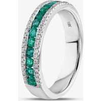 18ct White Gold Brilliant Cut Emerald and Diamond Half Eternity Ring R46030W-EM N