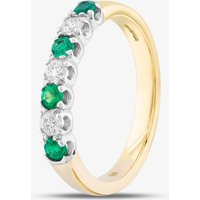 18ct Yellow Gold 0.27ct Emerald and 0.22ct Brilliant Cut Diamond Half Eternity Ring 41020J