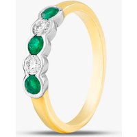 18ct Yellow Gold Brilliant Cut Emerald and Diamond Five Stone Ring 43680 N