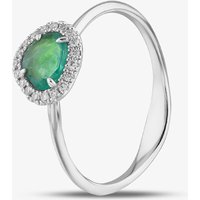18ct White Gold 0.37ct Emerald and 0.07ct Brilliant Cut Diamond Halo Ring NTX1956