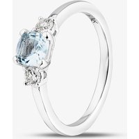 9ct White Gold Aquamarine and Diamond Three Stone Ring 4458WG O