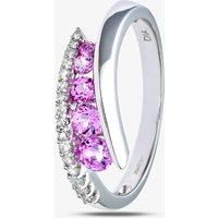 9ct White Gold Created Pink Topaz Twist Ring PR07812W CRTD P.TPZ L
