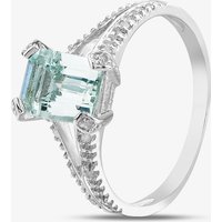 9Ct White Gold Emerald Aqua Cut Diamond Ring PR07262W AQ K