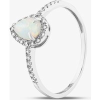 9Ct White Gold Opal Diamond Pear Cluster Ring DR1606WOP M