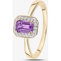 9ct Yellow Gold Amethyst 0.08 Diamond Cluster Ring DR1619YAM K