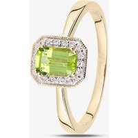 9ct Yellow Gold Peridot 0.08Ct Diamond Cluster Ring DR1619YPD P