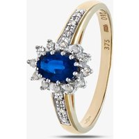 9Ct Yellow Gold Tanzanite 0.10 Diamond Cluster Ring PR04767T TANZ M