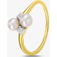 9Ct Yellow Gold Two Pearl Cross Over Ring PR12591YPRL K