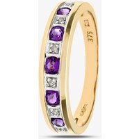 9ct Yellow Gold Amethyst and Diamond Channel Set Half Eternity Ring PR03027Y AM P