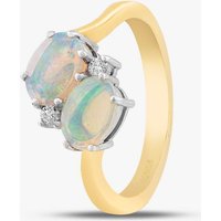 18ct Yellow Gold Oval Opal and Brilliant Cut Diamond Twist Ring 59210OPG6 M