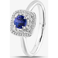 18ct White Gold Brilliant Cut Sapphire and Diamond Double Halo Ring R65157W-SAP M