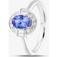 18ct White Gold Oval Cut Tanzanite and Brilliant Cut Diamond Halo Ring R61926W-TZ M