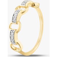9ct Yellow Gold 0.06ct Brilliant Cut Diamond Link Shaped Ring THR41642-06 M