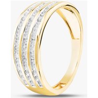 9ct Yellow Gold 0.50ct Brilliant Cut Diamond Three Row Half Eternity Ring THR40472-50 N